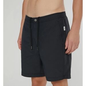 NWT Onia Men's Calder 7.5" Solid Black Swim Trunks Lined Sz 36